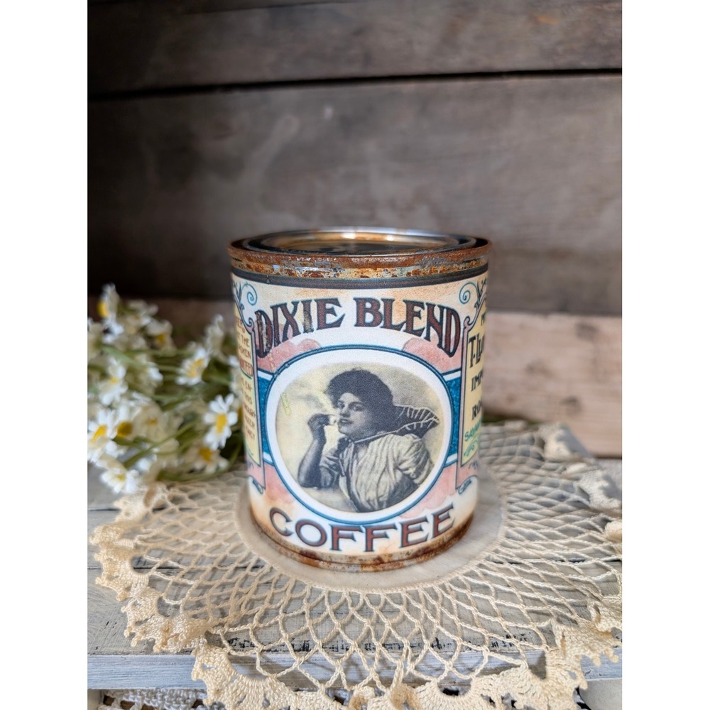 DIXIE BLEND COFFEE Vintage Inspired Rusted Can - Pint - Farmhouse Decor